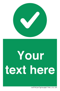 Custom green background, green circle with tick